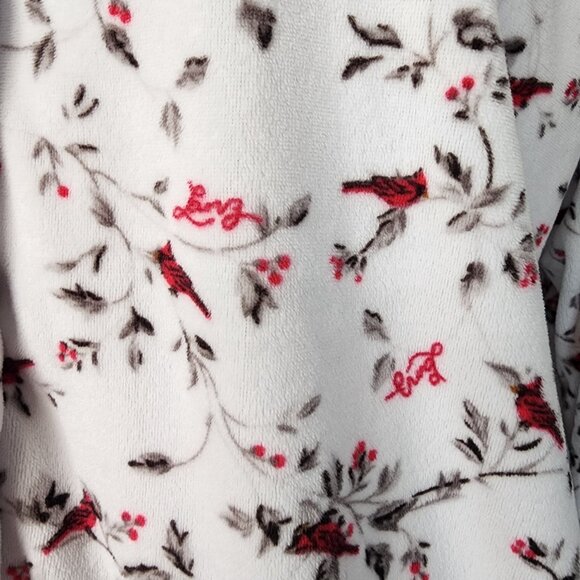 Lanz of Salzburg Pajama Top Womens Size M Medium White Red Bird Cardinal Soft - Picture 2 of 7